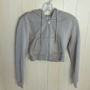 Women’s H&M cropped zip up beige neutral hoodie size Small